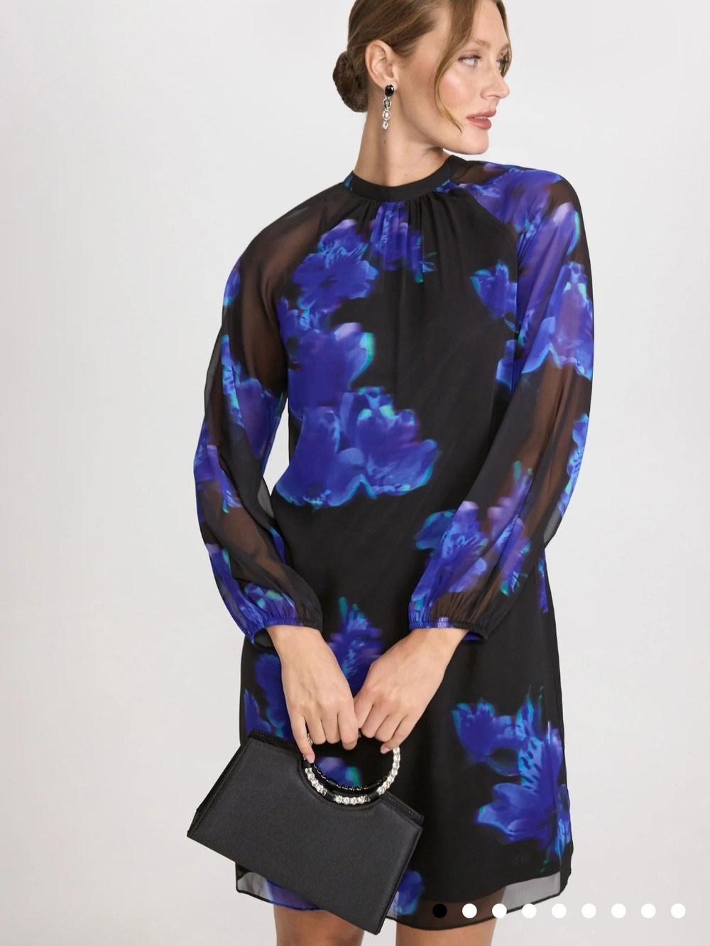 Long Sleeve Floral Sheer-Sleeve Shift Dress by LAURA - Picture 2 of 3